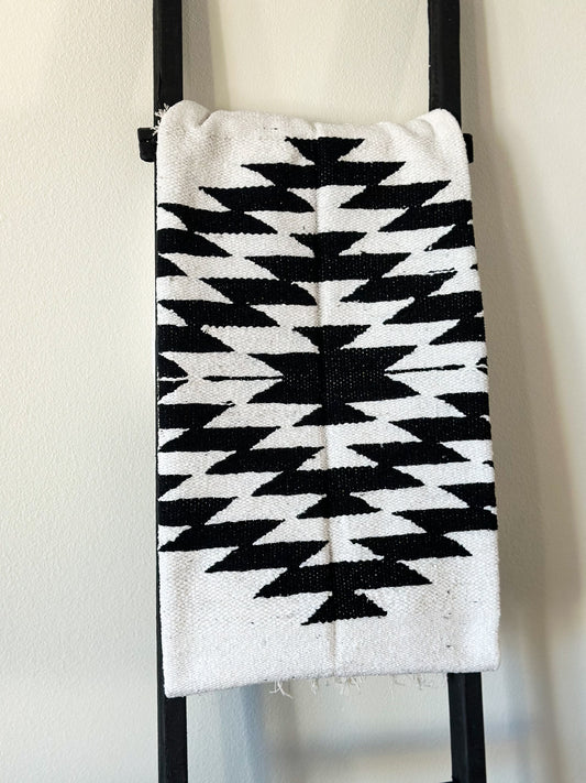 The Black & White Aztec Mexican Blanket