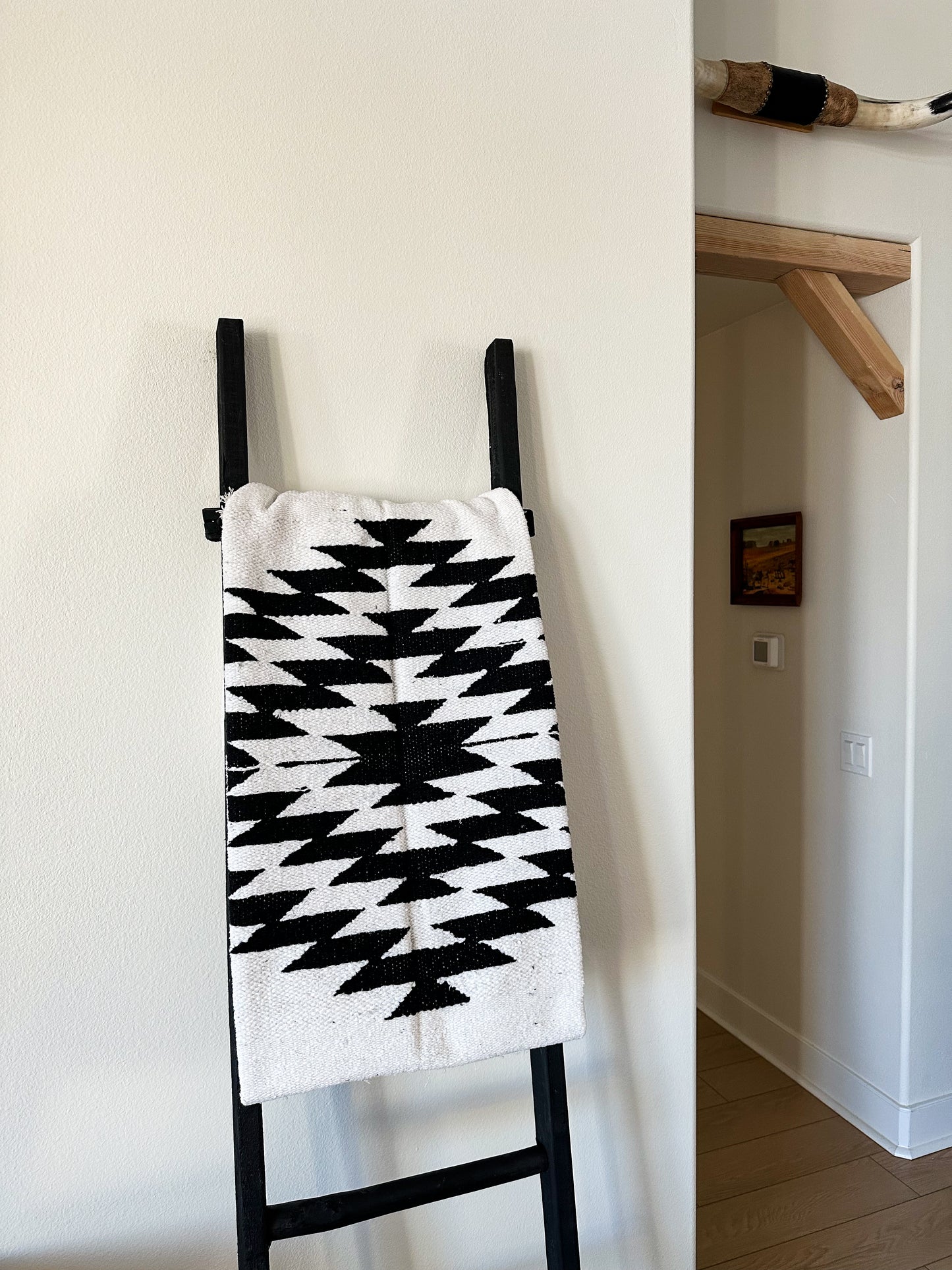 The Black & White Aztec Mexican Blanket