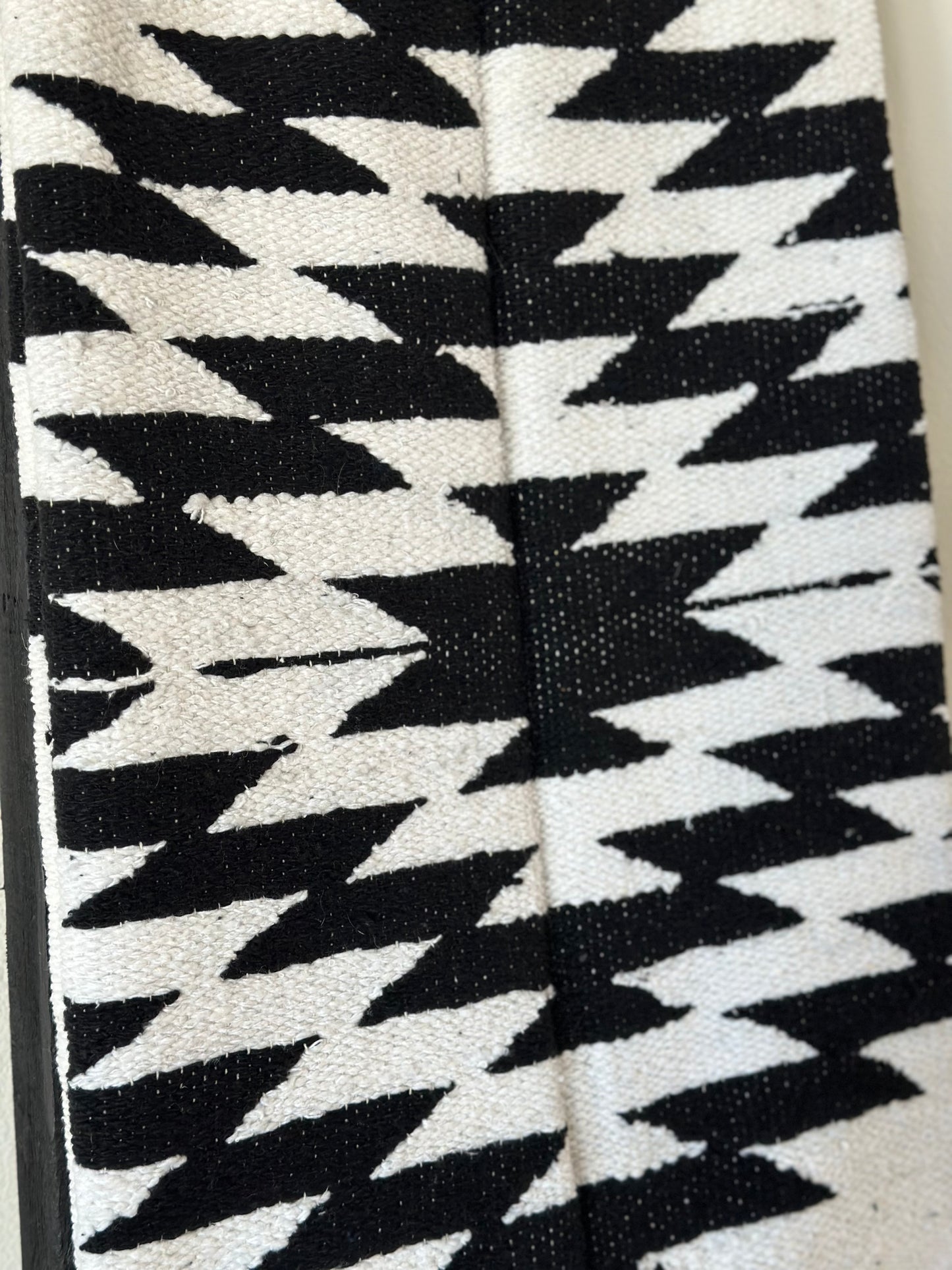 The Black & White Aztec Mexican Blanket