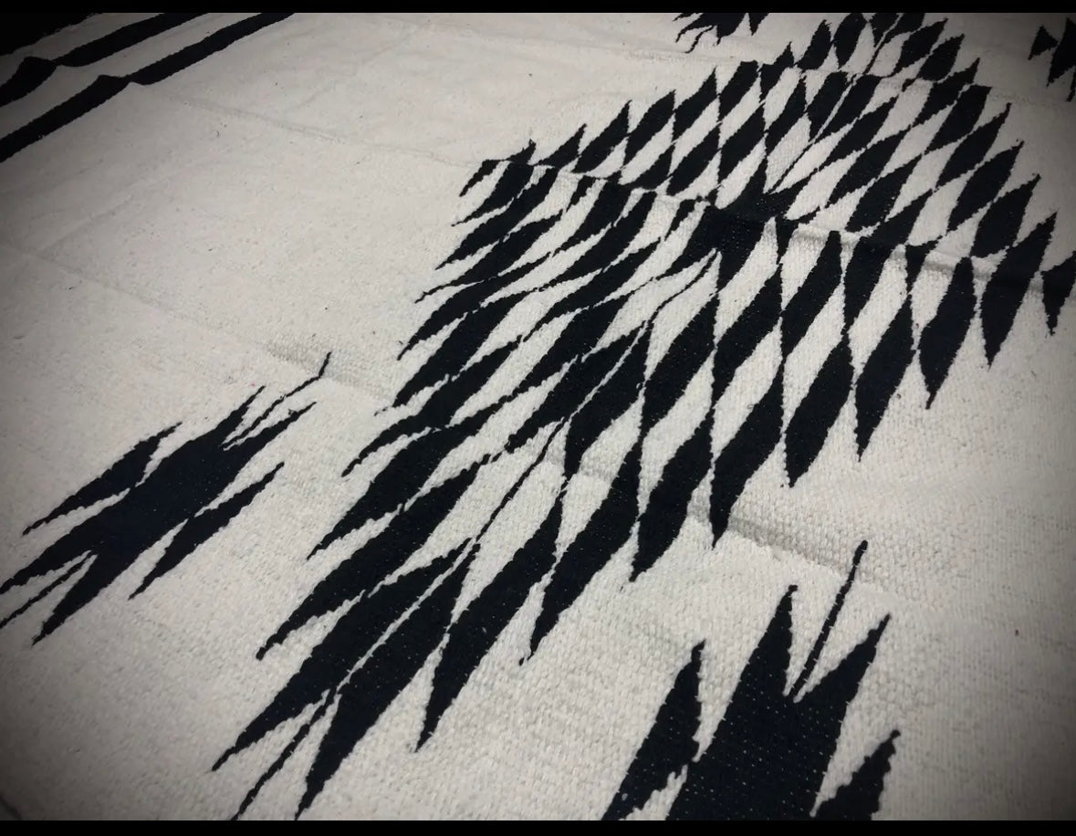 The Black & White Aztec Mexican Blanket