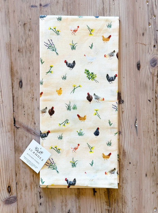 Chicken Meadow Tea Towel