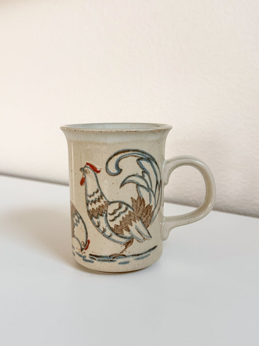 Vintage Rooster & Chicken Mug