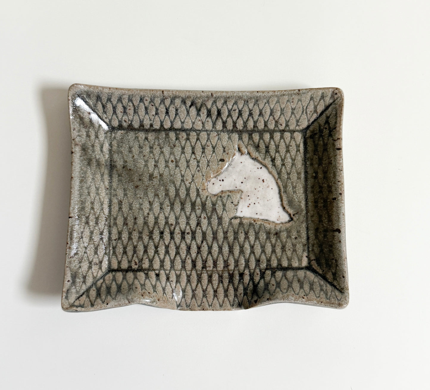 White Horse Stoneware Soap Dish