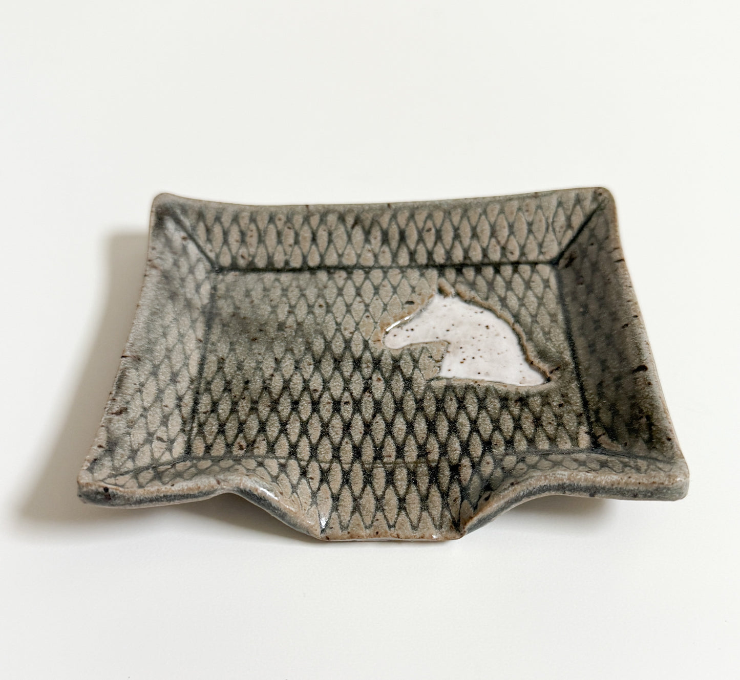 White Horse Stoneware Soap Dish