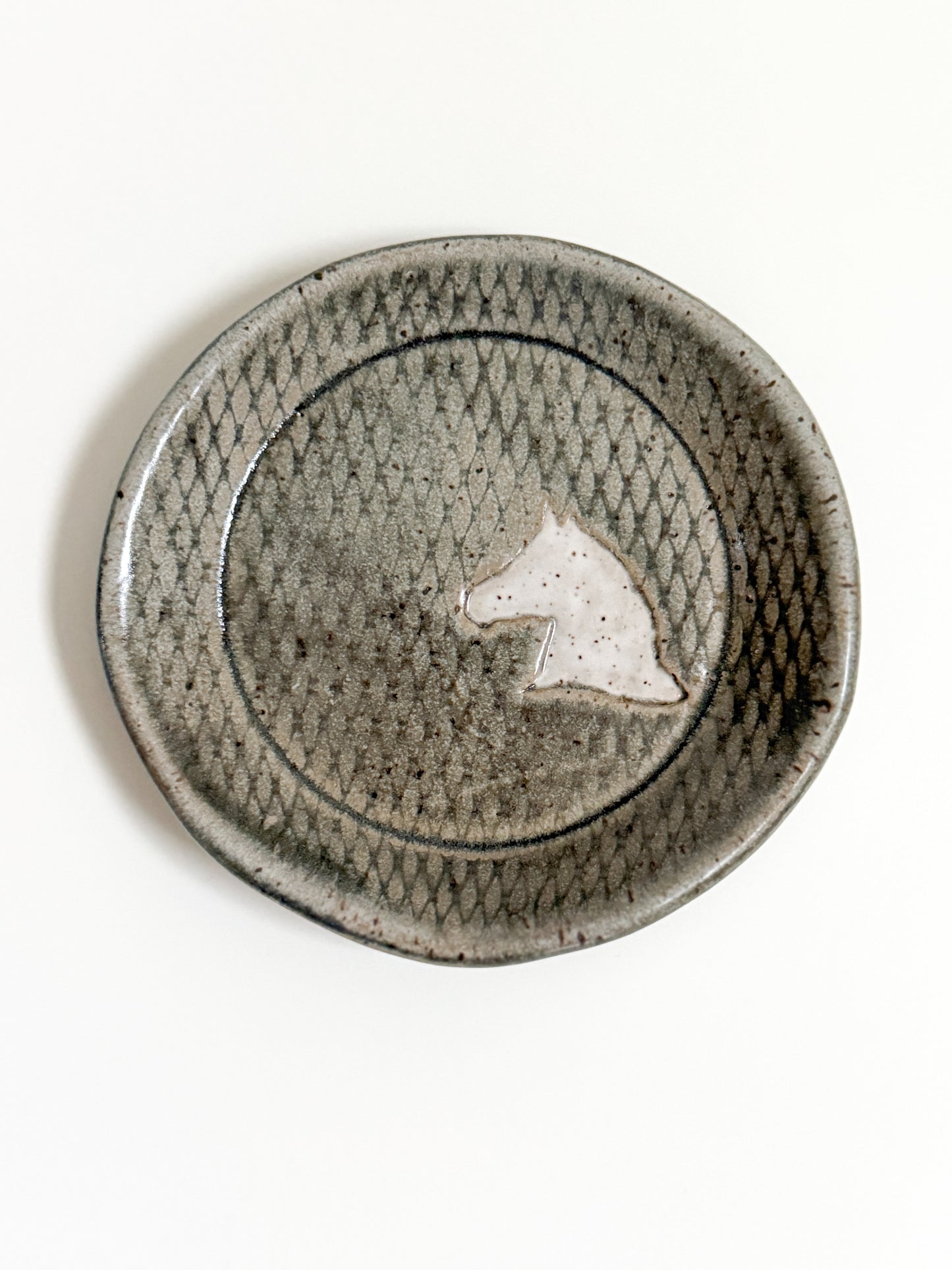 White Horse Stoneware Trinket Dish