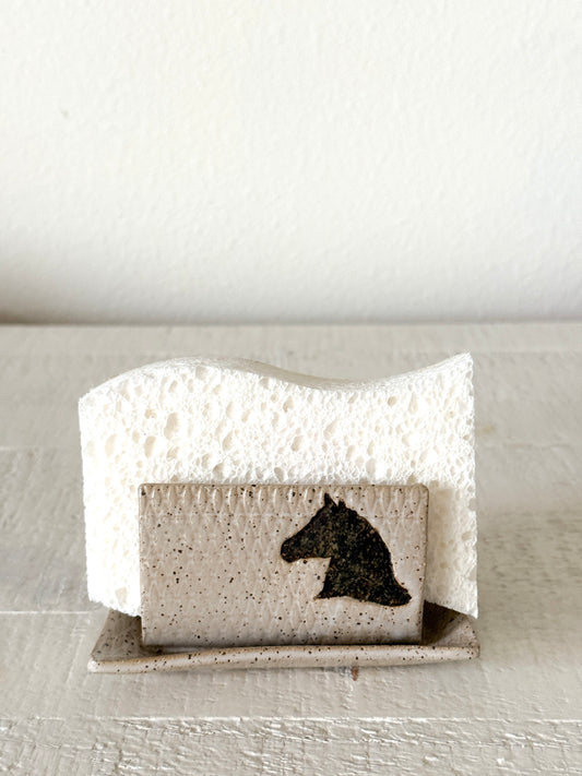 Brown Horse Stoneware Sponge Holder