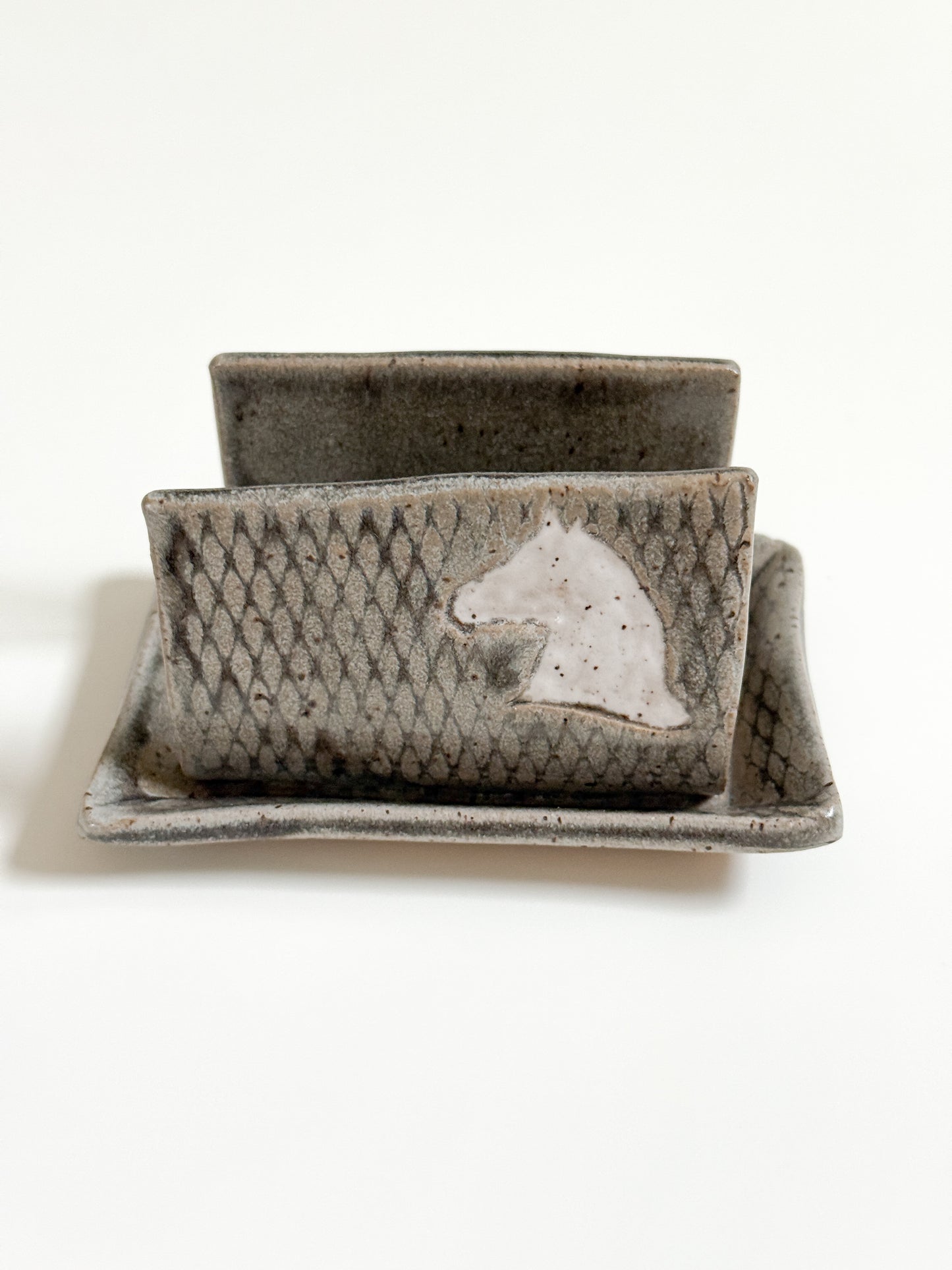 White Horse Stoneware Sponge Holder