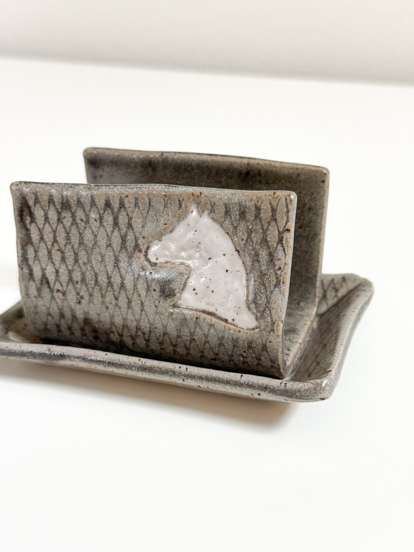 White Horse Stoneware Sponge Holder