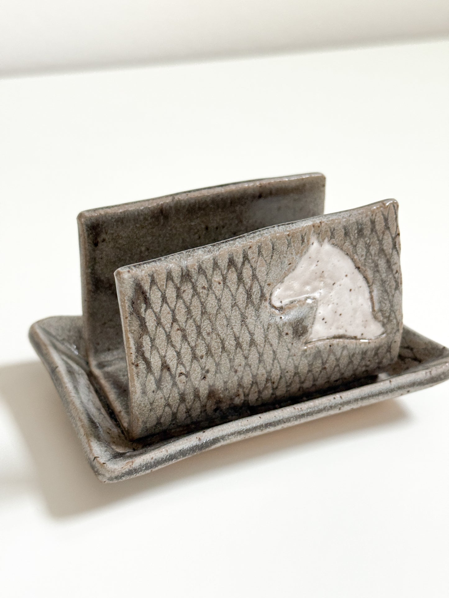 White Horse Stoneware Sponge Holder