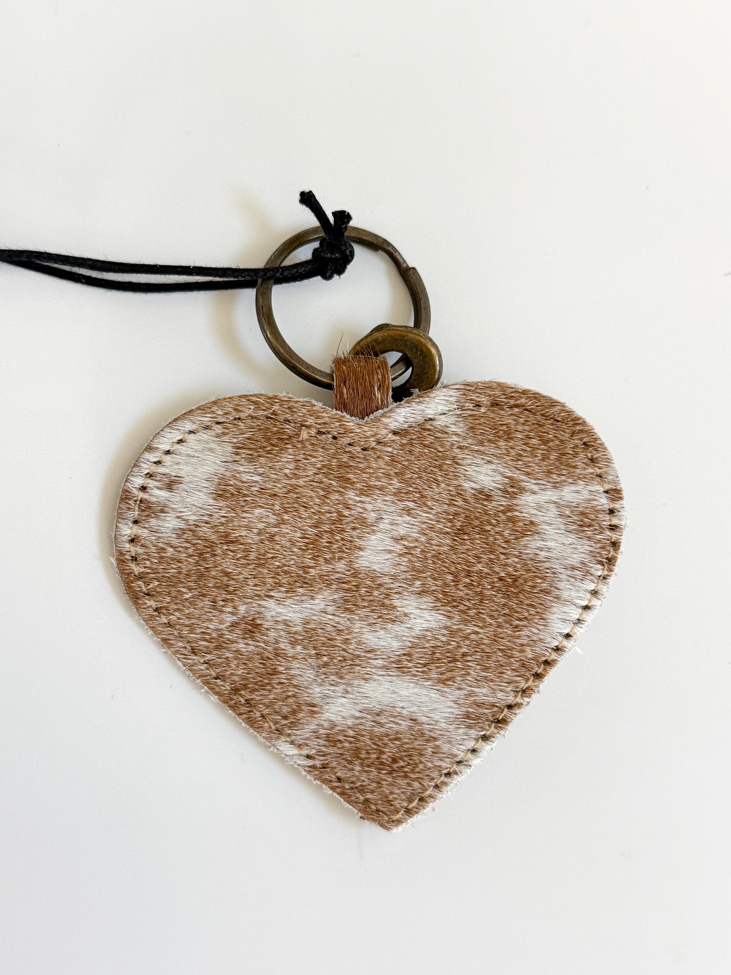 Cowhide Heart Key Chain