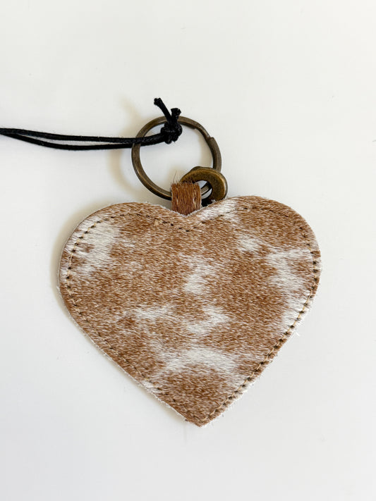 Cowhide Heart Key Chain