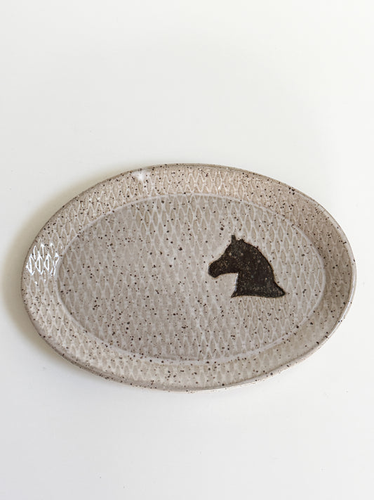 Brown Horse Stoneware Trinket Dish (Oval)