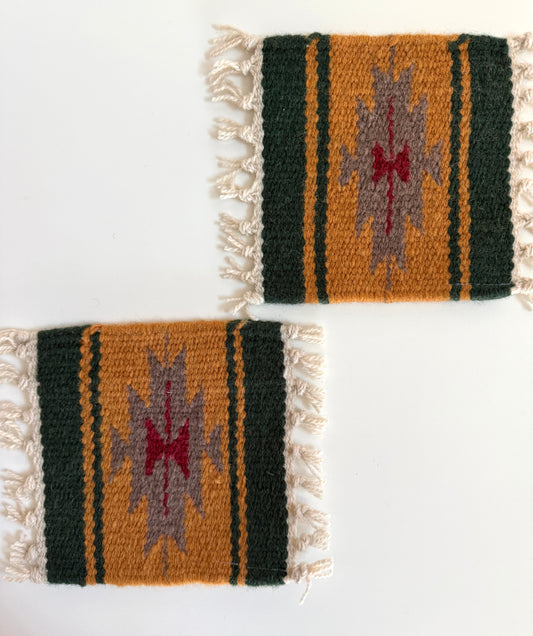 Maya Coaster Set (Green & Gold)