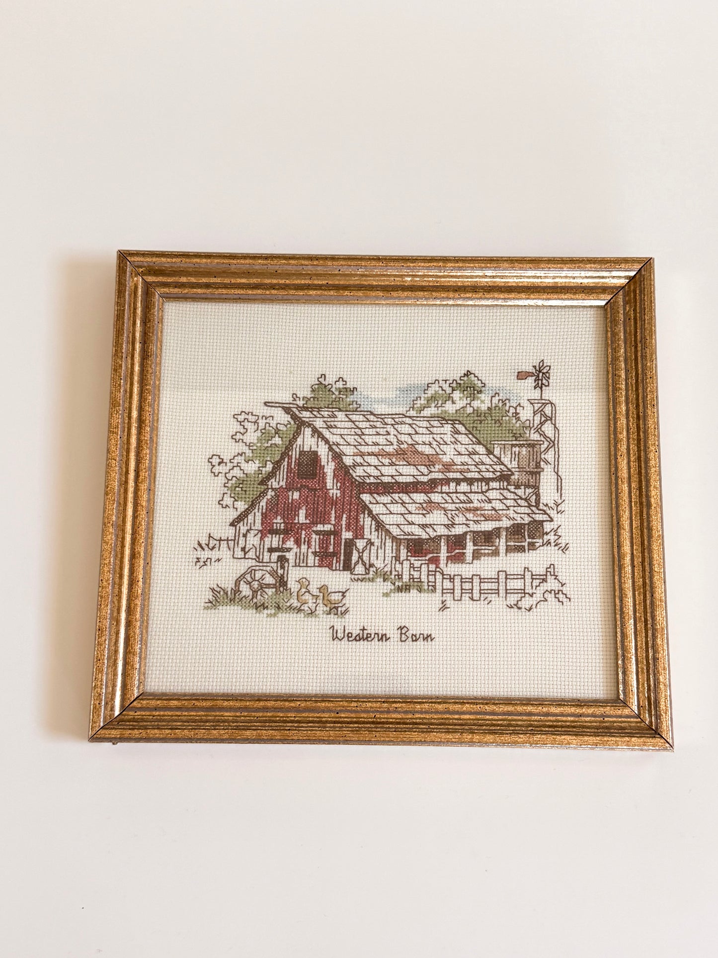 Vintage Western Barn Cross Stitch