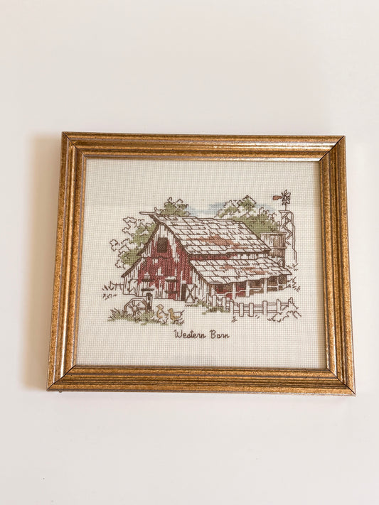 Vintage Western Barn Cross Stitch