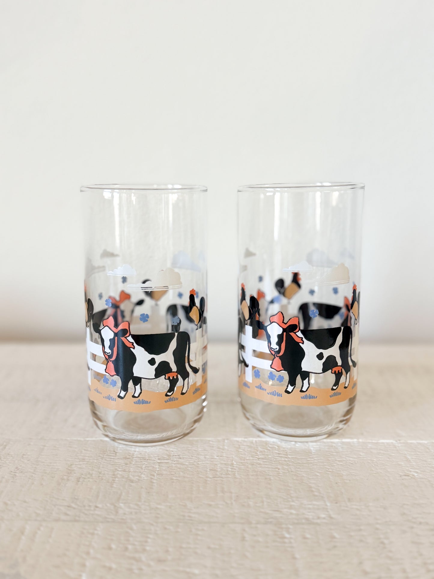 Vintage Cow Drinking Glasses