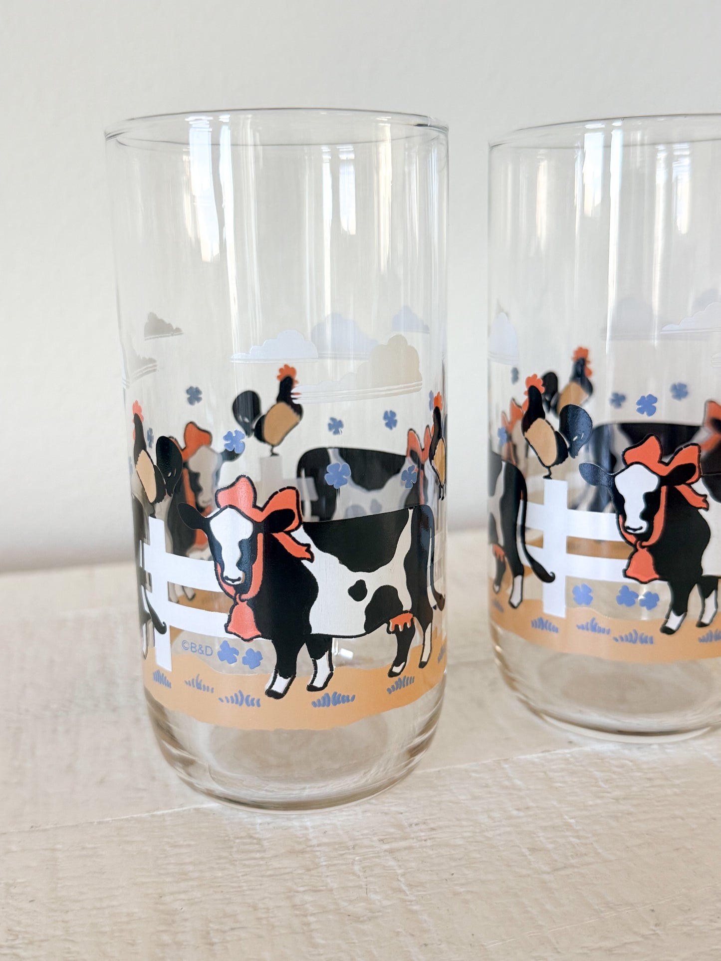 Vintage Cow Drinking Glasses
