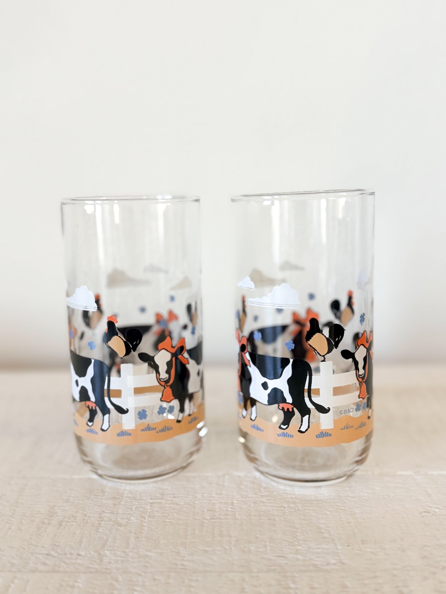Vintage Cow Drinking Glasses
