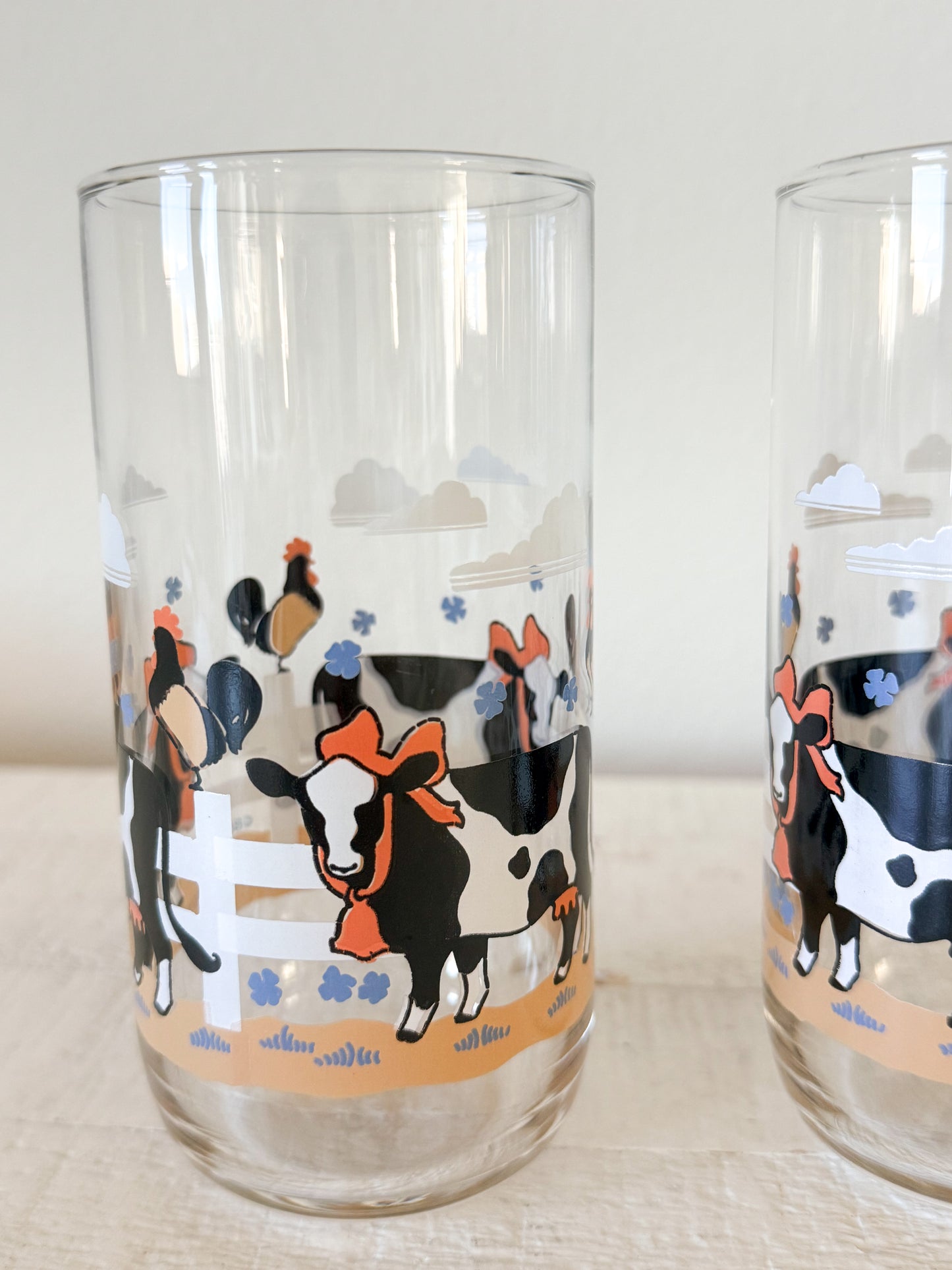 Vintage Cow Drinking Glasses