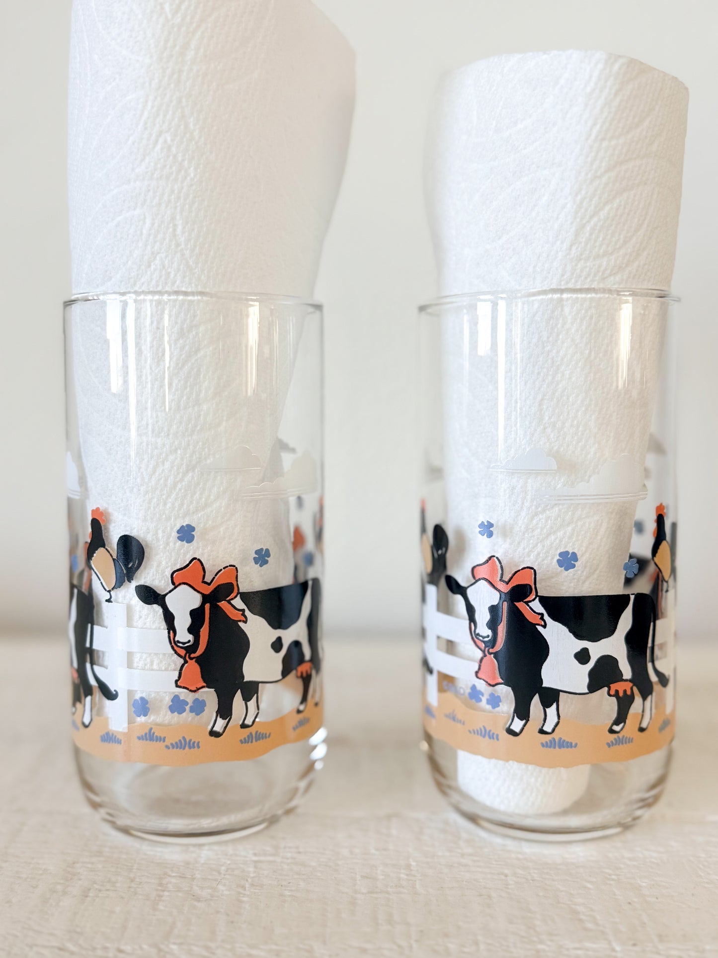 Vintage Cow Drinking Glasses