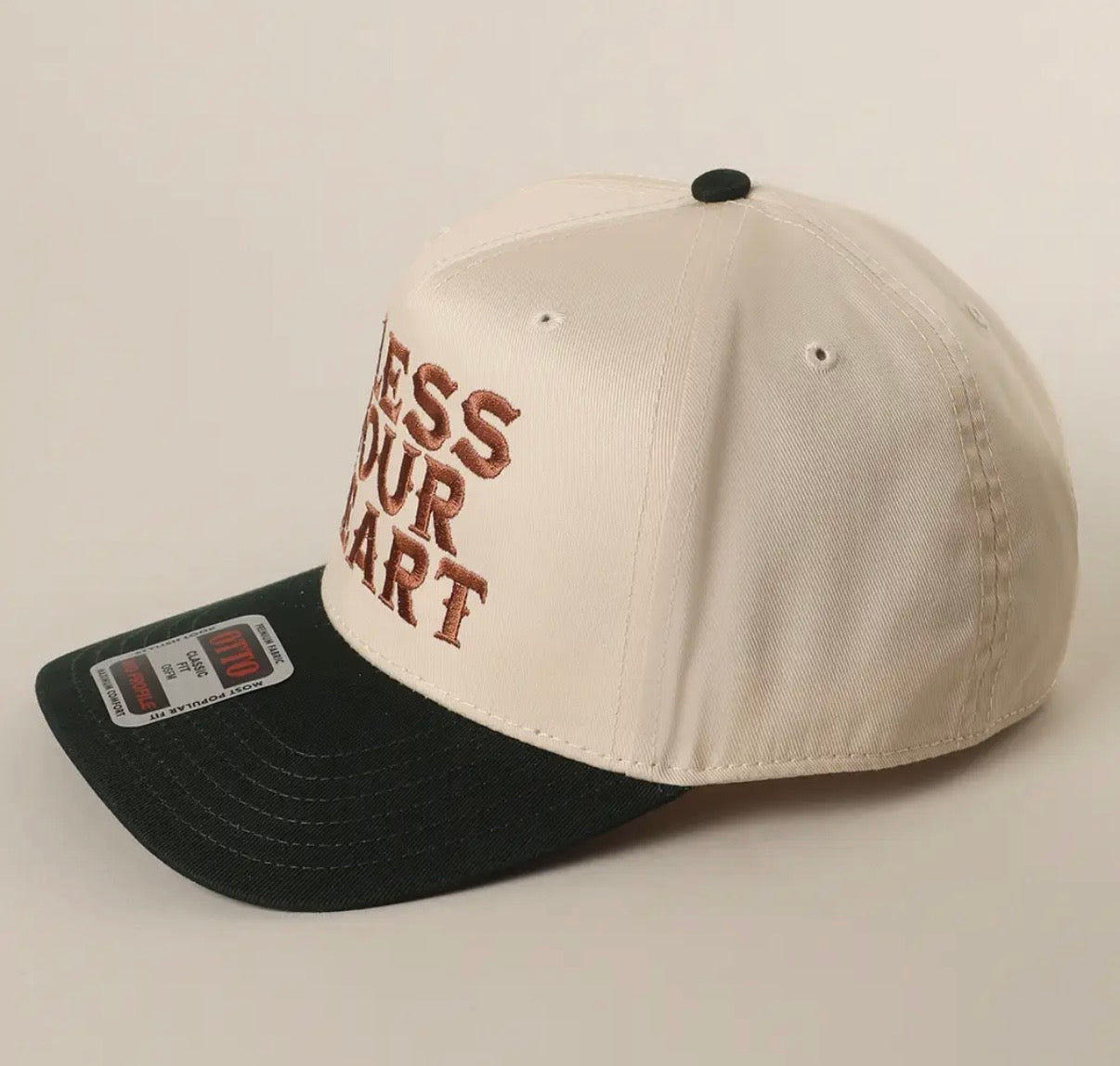 Bless Your Heart western snapback hat with embroidered lettering
