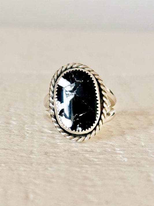 White Buffalo Turquoise Ring