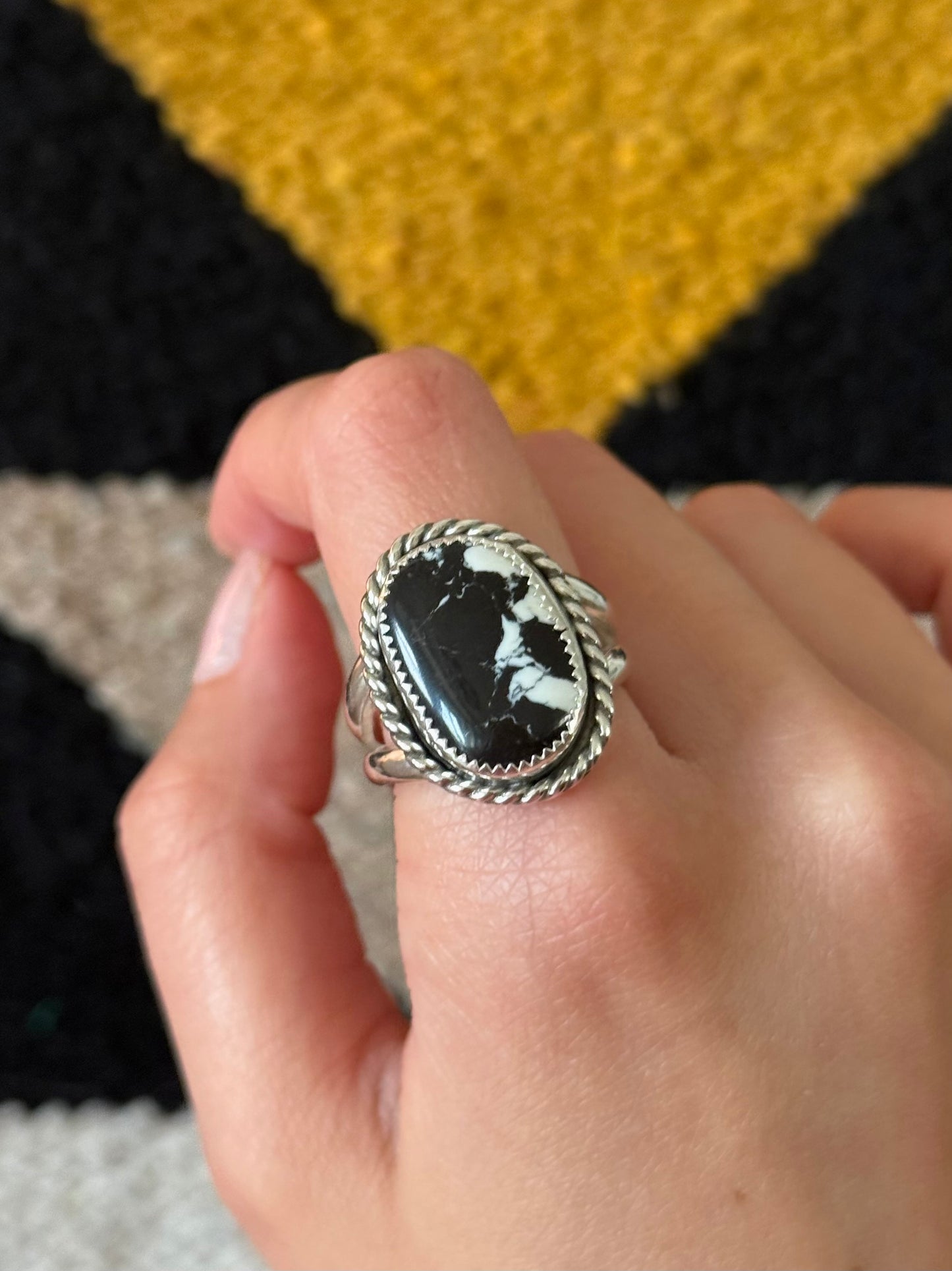 White Buffalo Turquoise Ring