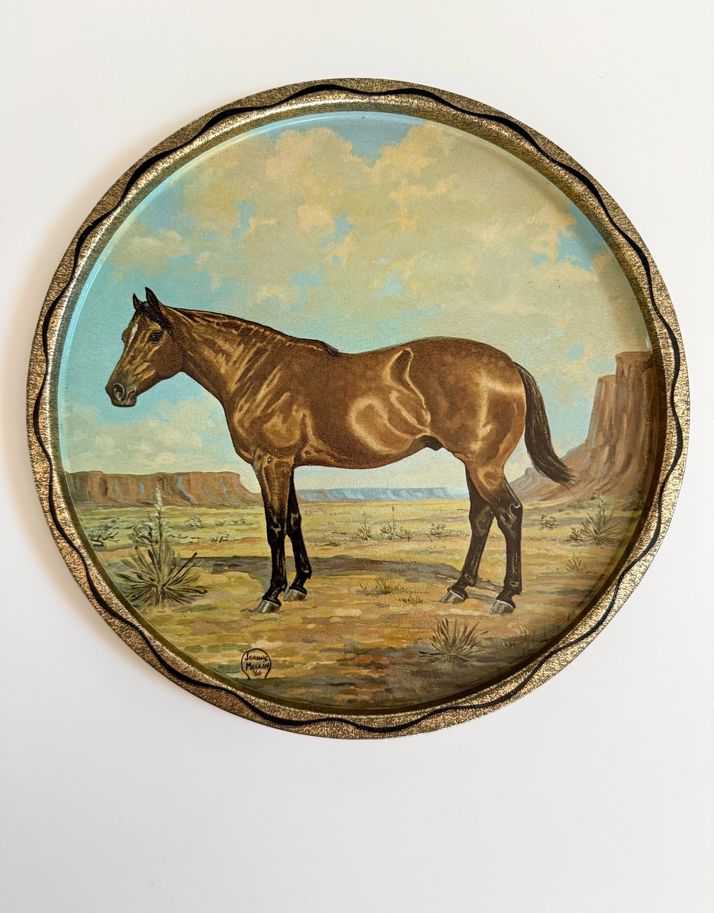 Vintage Tin Horse Tray