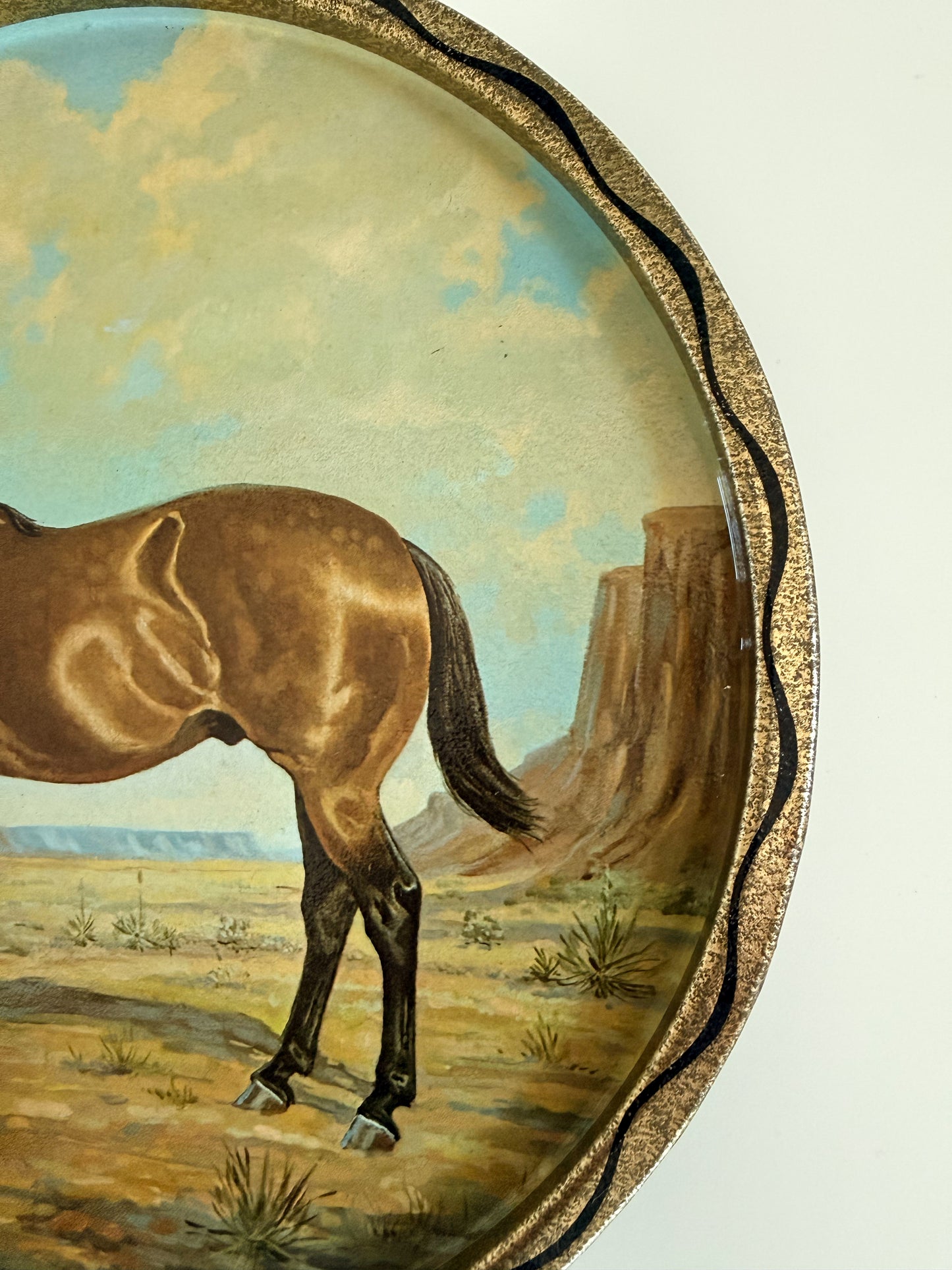 Vintage Tin Horse Tray