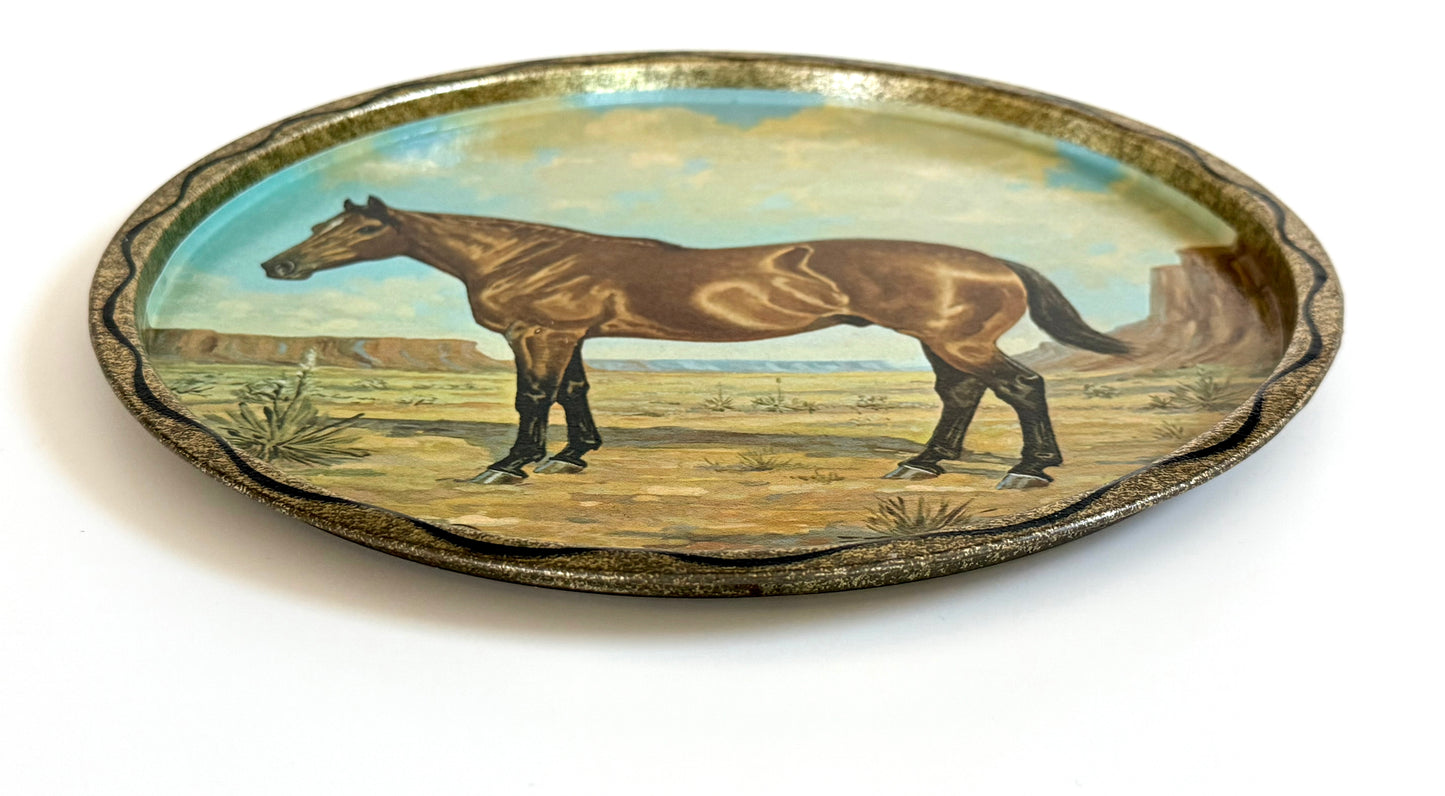 Vintage Tin Horse Tray