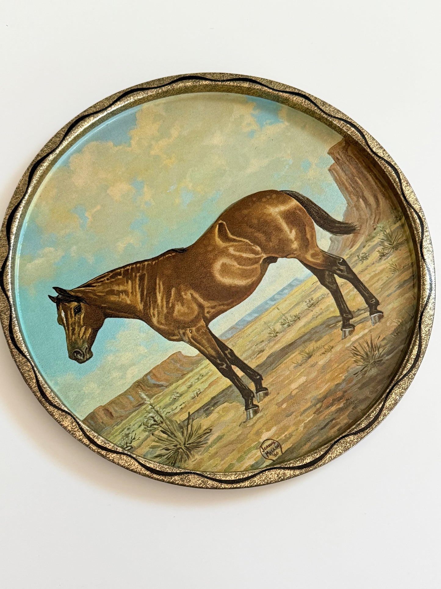 Vintage Tin Horse Tray