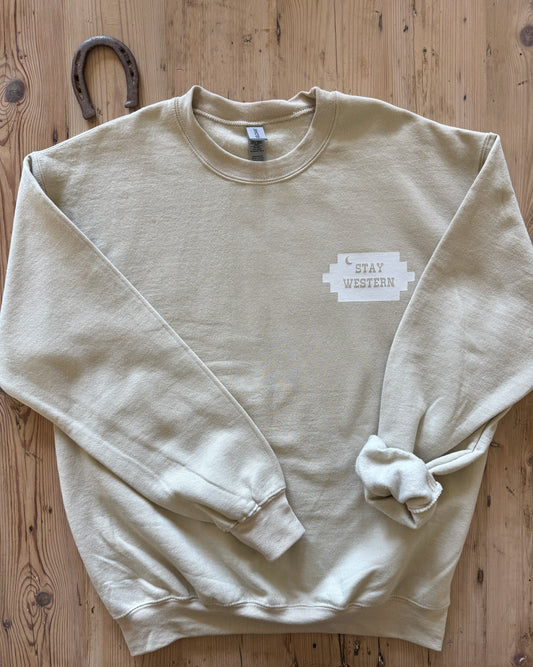 The Stay Western Crewneck (Sand)