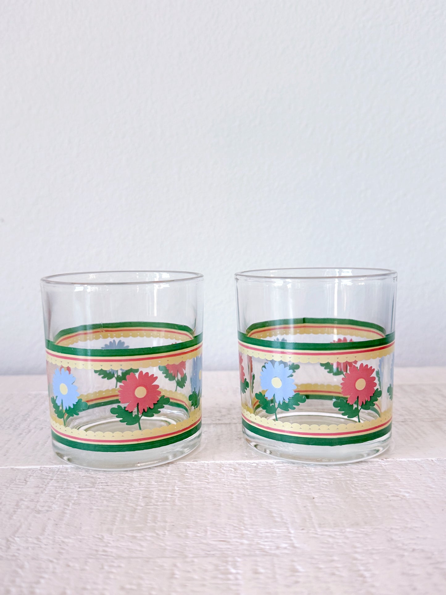 Vintage Flower Juice Glasses