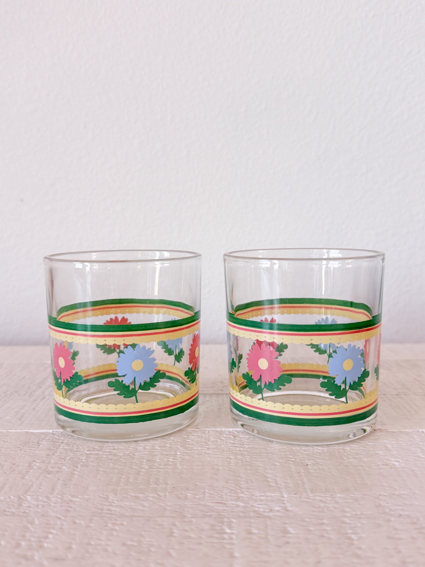 Vintage Flower Juice Glasses