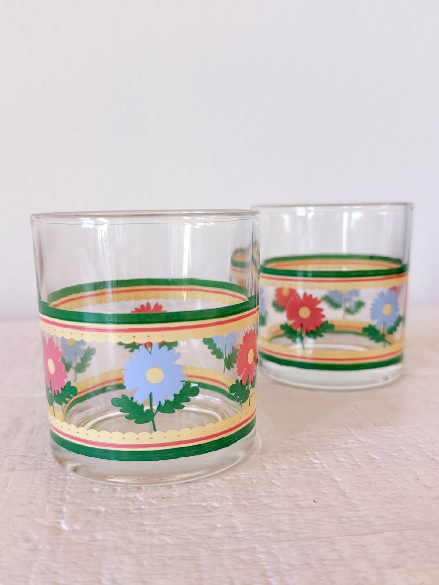 Vintage Flower Juice Glasses