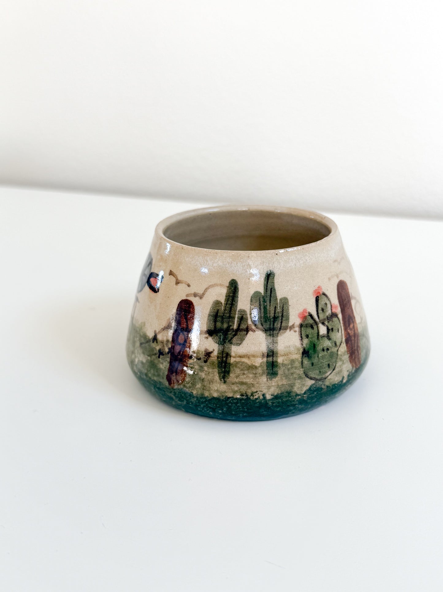 Vintage Cactus Pottery Bowl