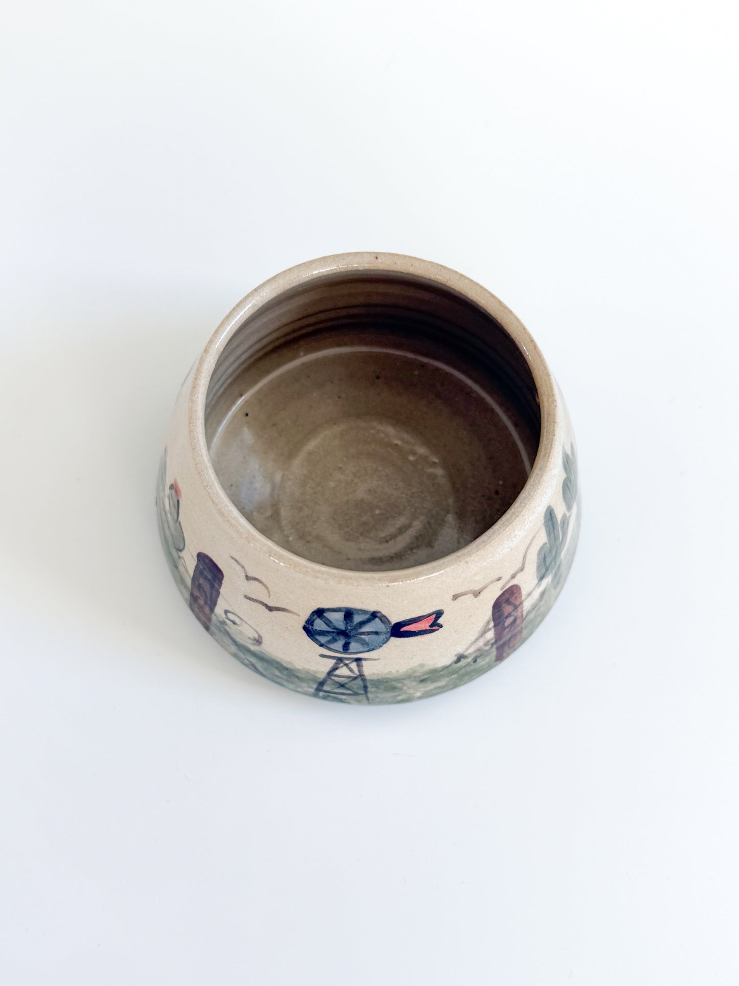 Vintage Cactus Pottery Bowl
