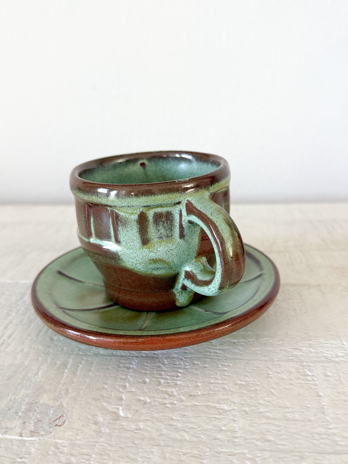 Frankoma Wagon Wheel Mug and Saucer