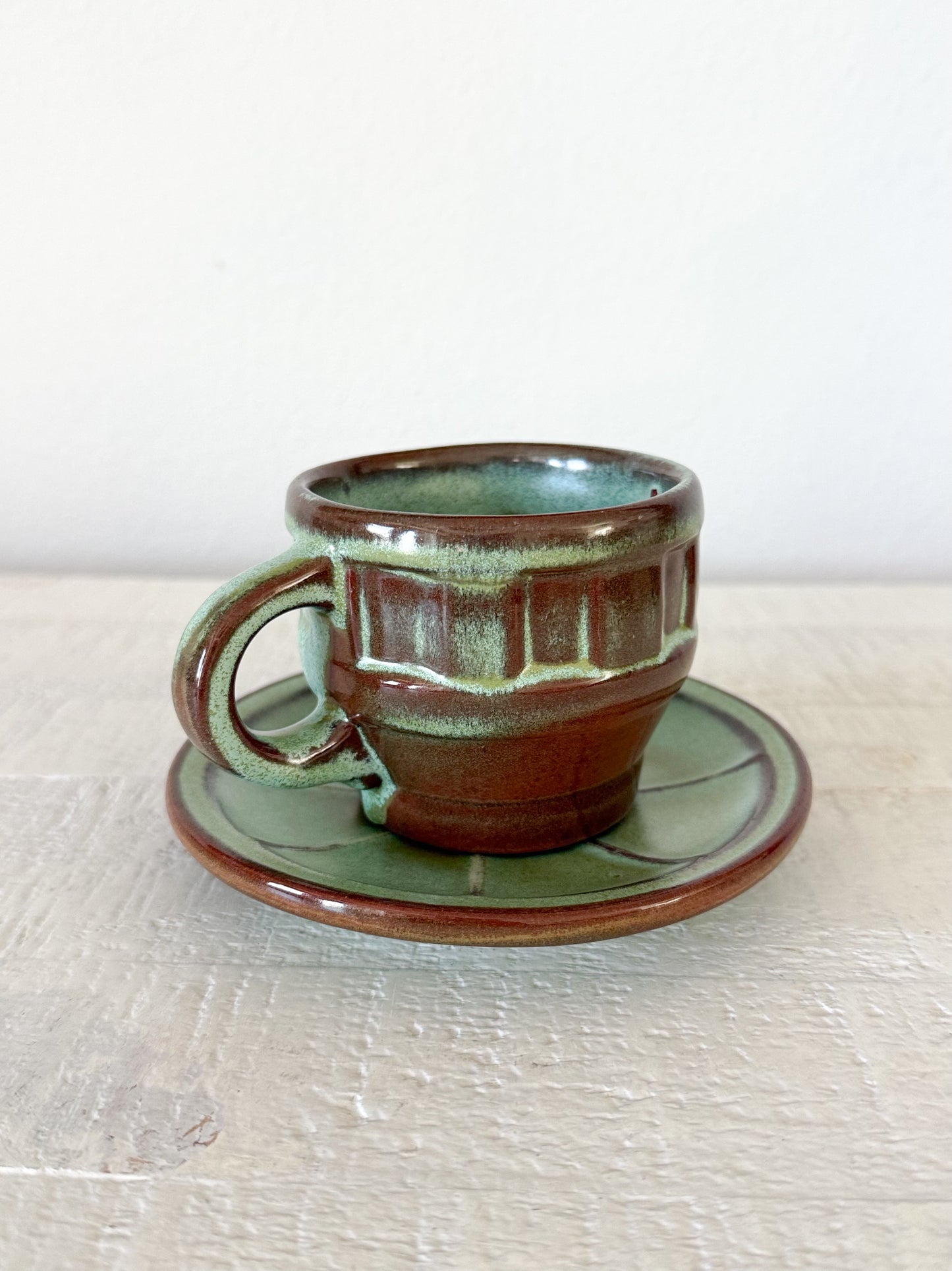 Frankoma Wagon Wheel Mug and Saucer