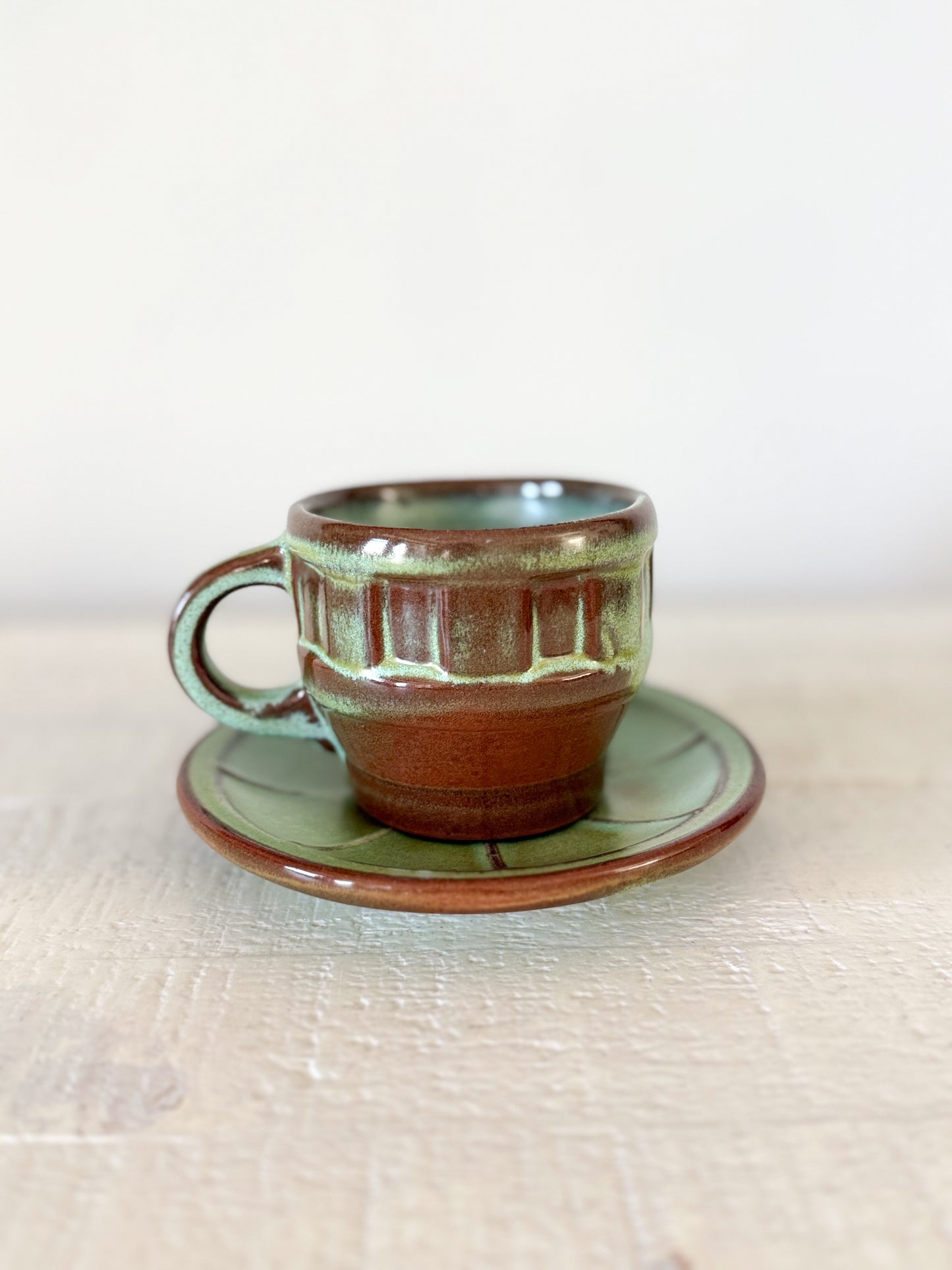 Frankoma Wagon Wheel Mug and Saucer