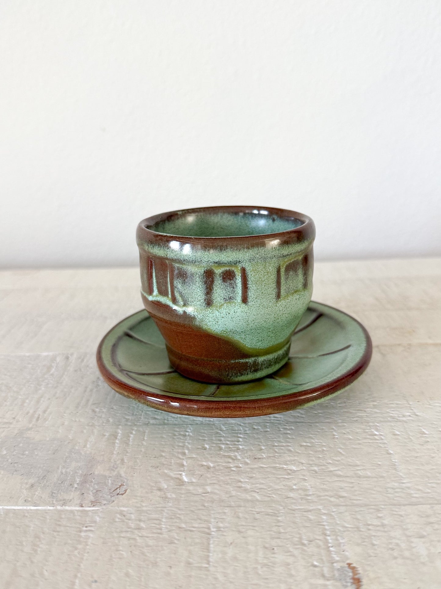 Frankoma Wagon Wheel Mug and Saucer