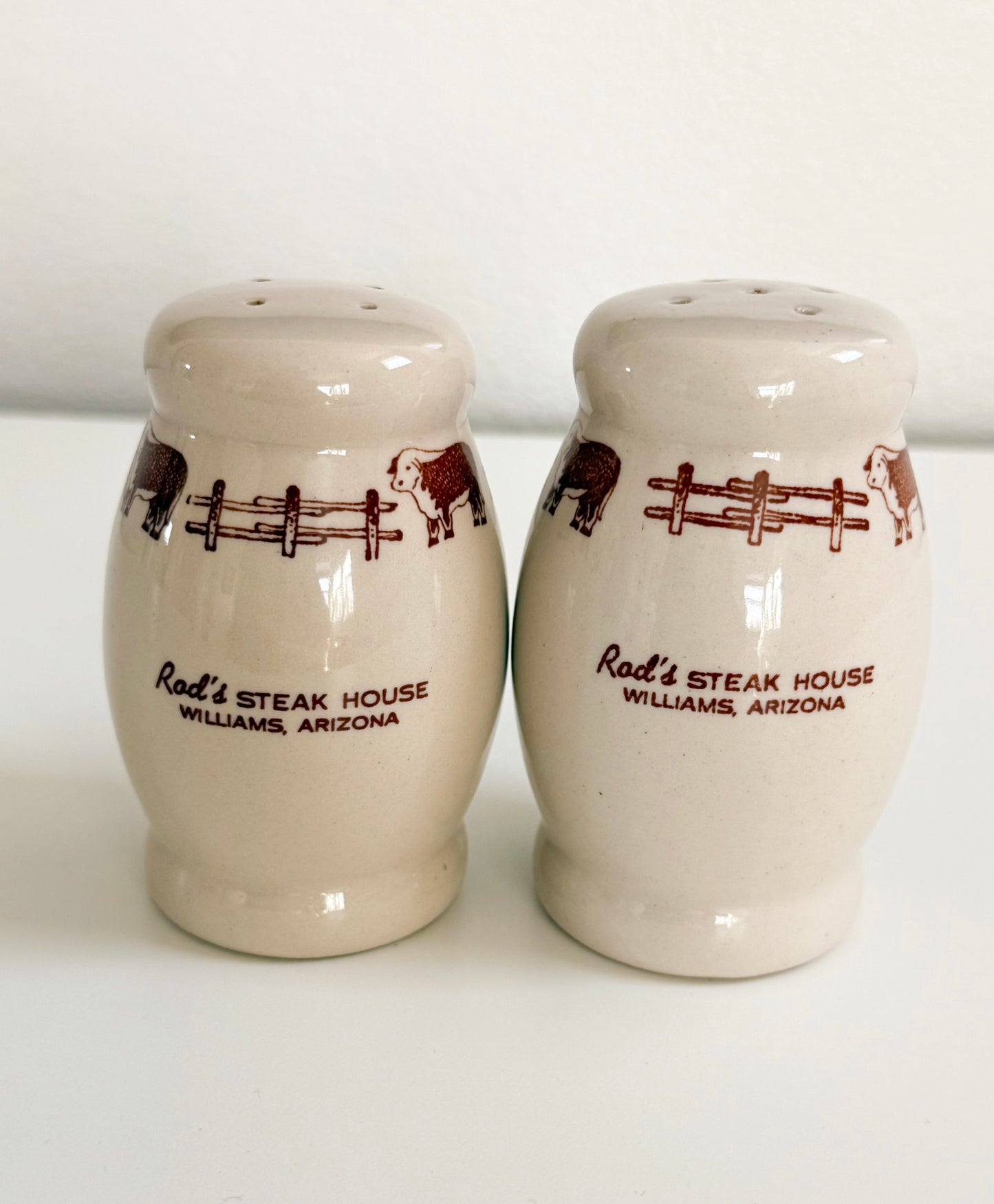 Vintage Rod’s Steak House Salt and Pepper Shakers