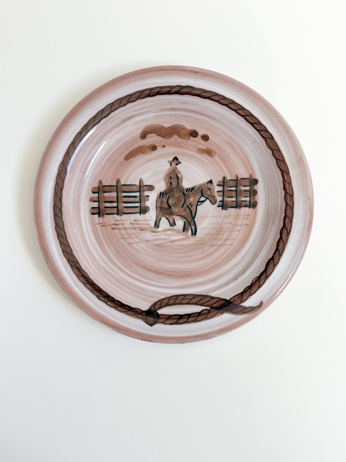 Hand Painted Cowboy Plate