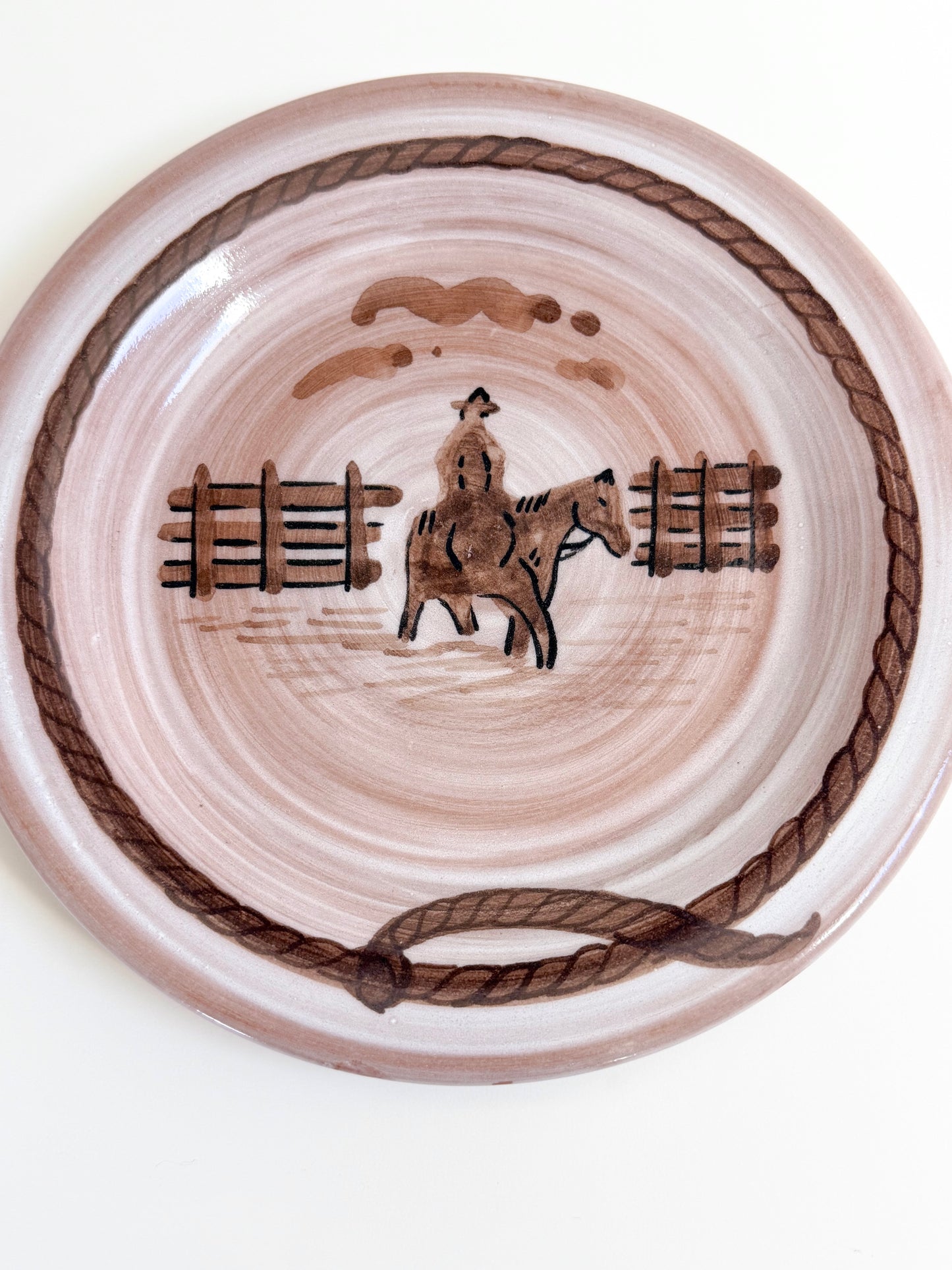 Hand Painted Cowboy Plate