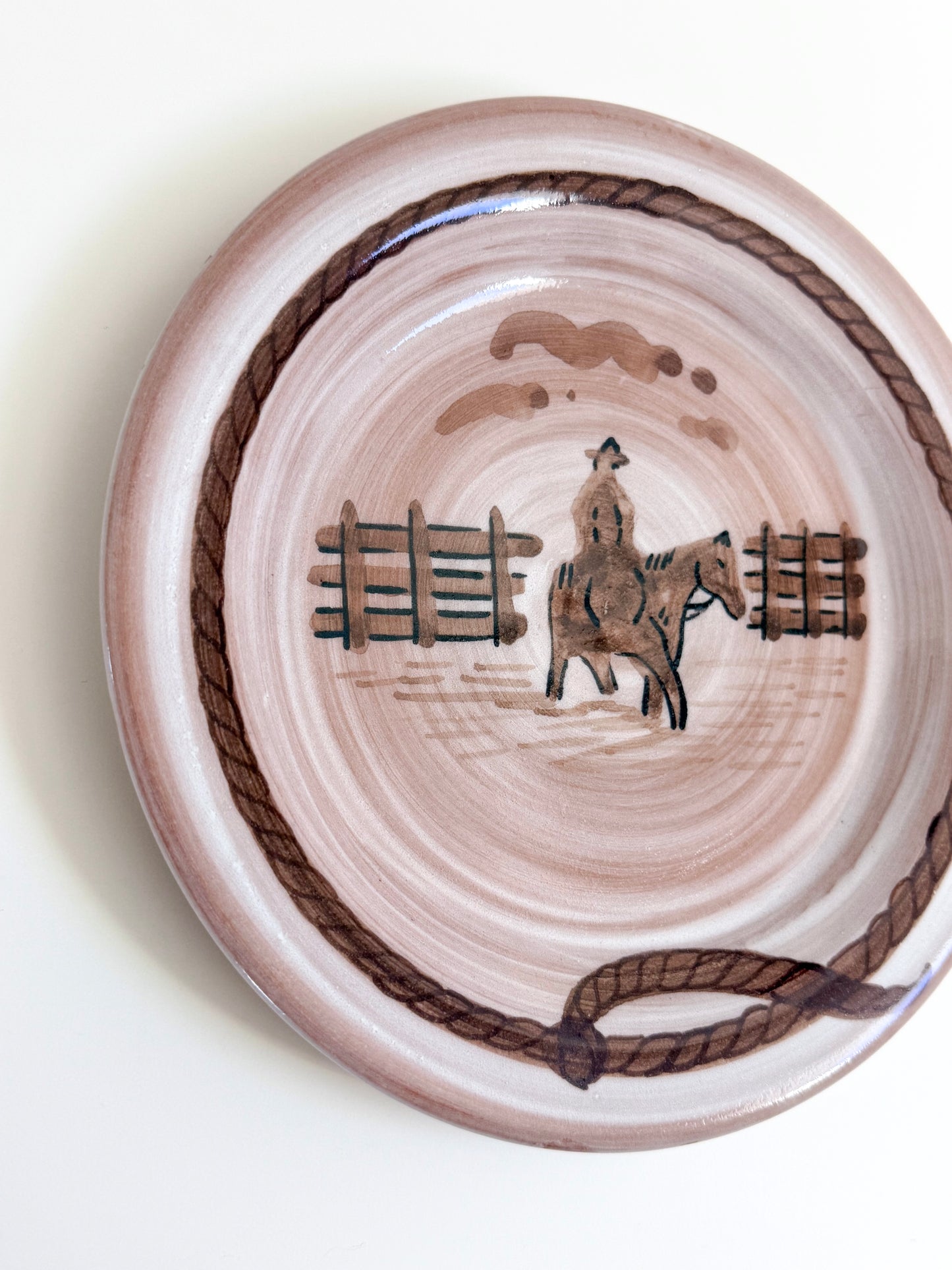 Hand Painted Cowboy Plate