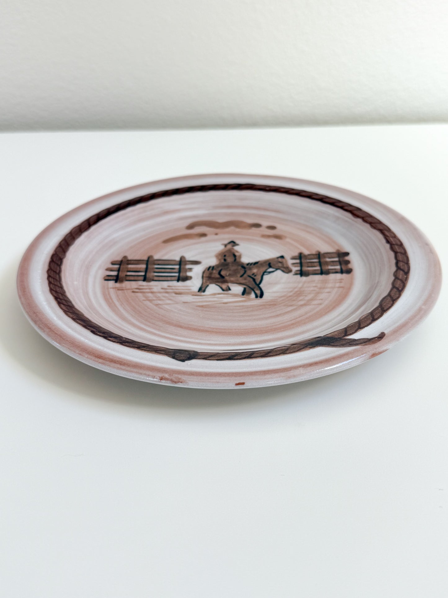 Hand Painted Cowboy Plate