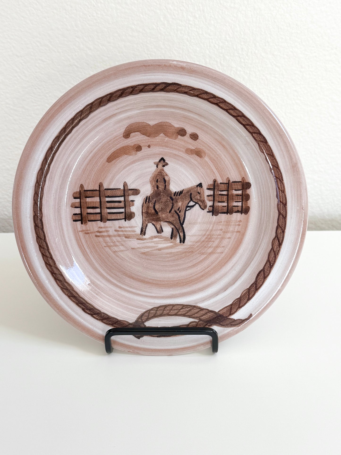 Hand Painted Cowboy Plate