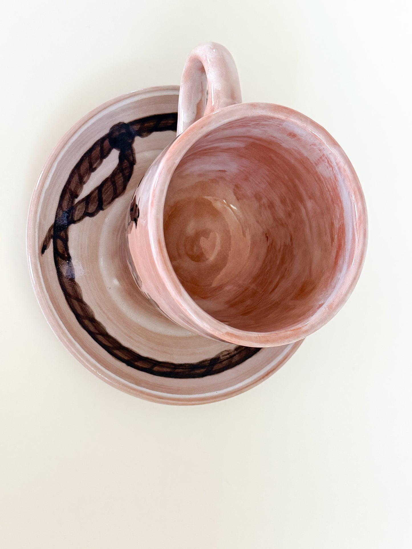 Hand Painted Cowboy Mug and Saucer