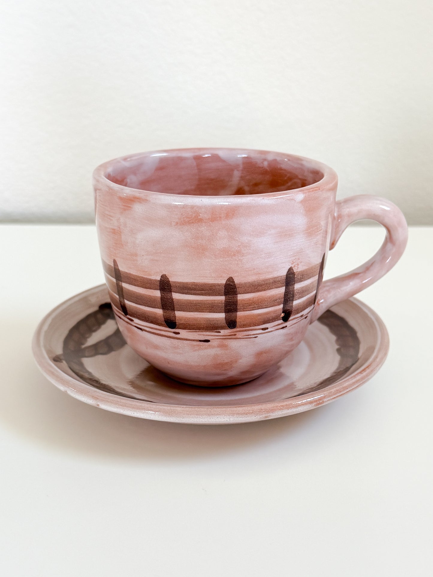 Hand Painted Cowboy Mug and Saucer