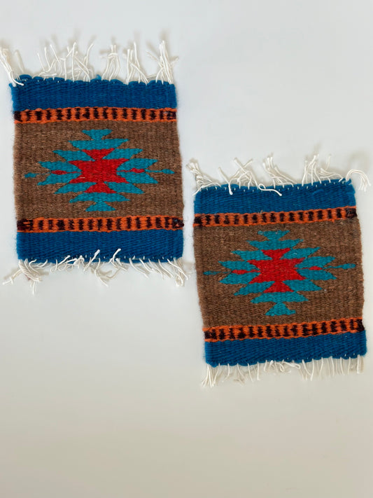 Aztec Coaster Set (Blue & Brown)